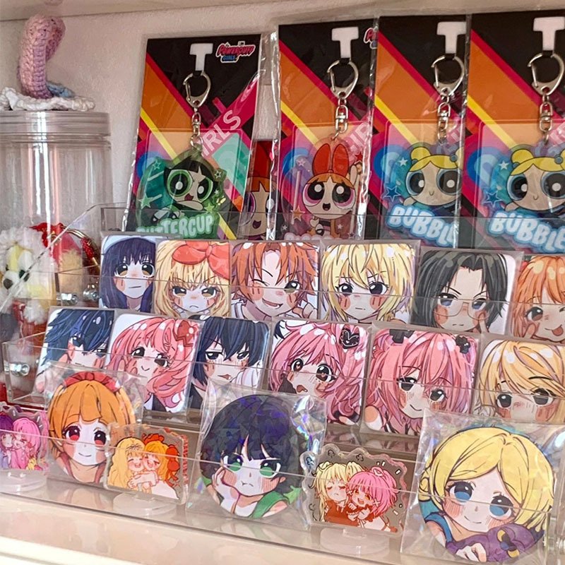 Desktop Transparent GOODS Organizer, Standing Sign Perimeter Display Stand, Acrylic baji Display Stand, Badge Holder