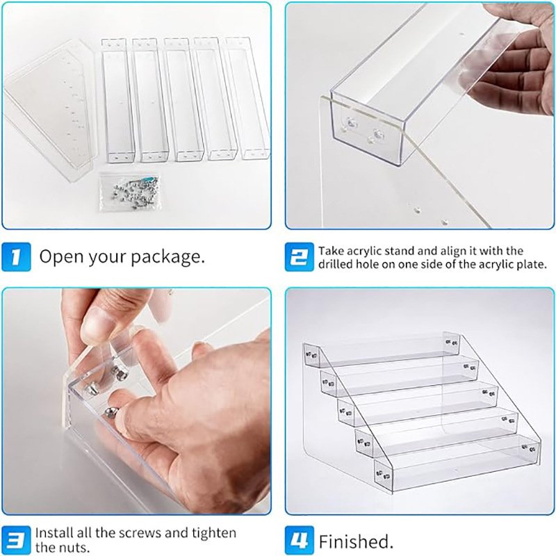 Desktop Transparent GOODS Organizer, Standing Sign Perimeter Display Stand, Acrylic baji Display Stand, Badge Holder