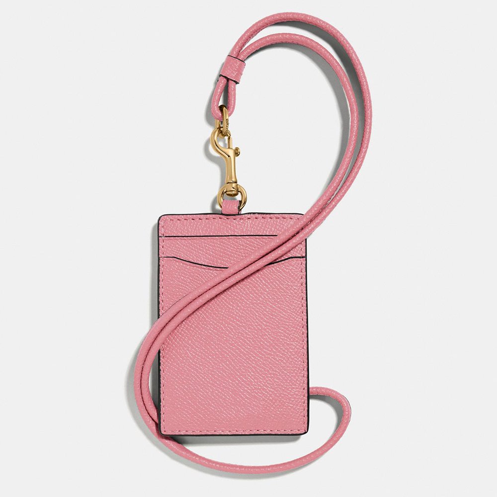 Custom Logo Crossgrain Leather Ladies ID Lanyard Badge Cardholder Women Name Card Holder