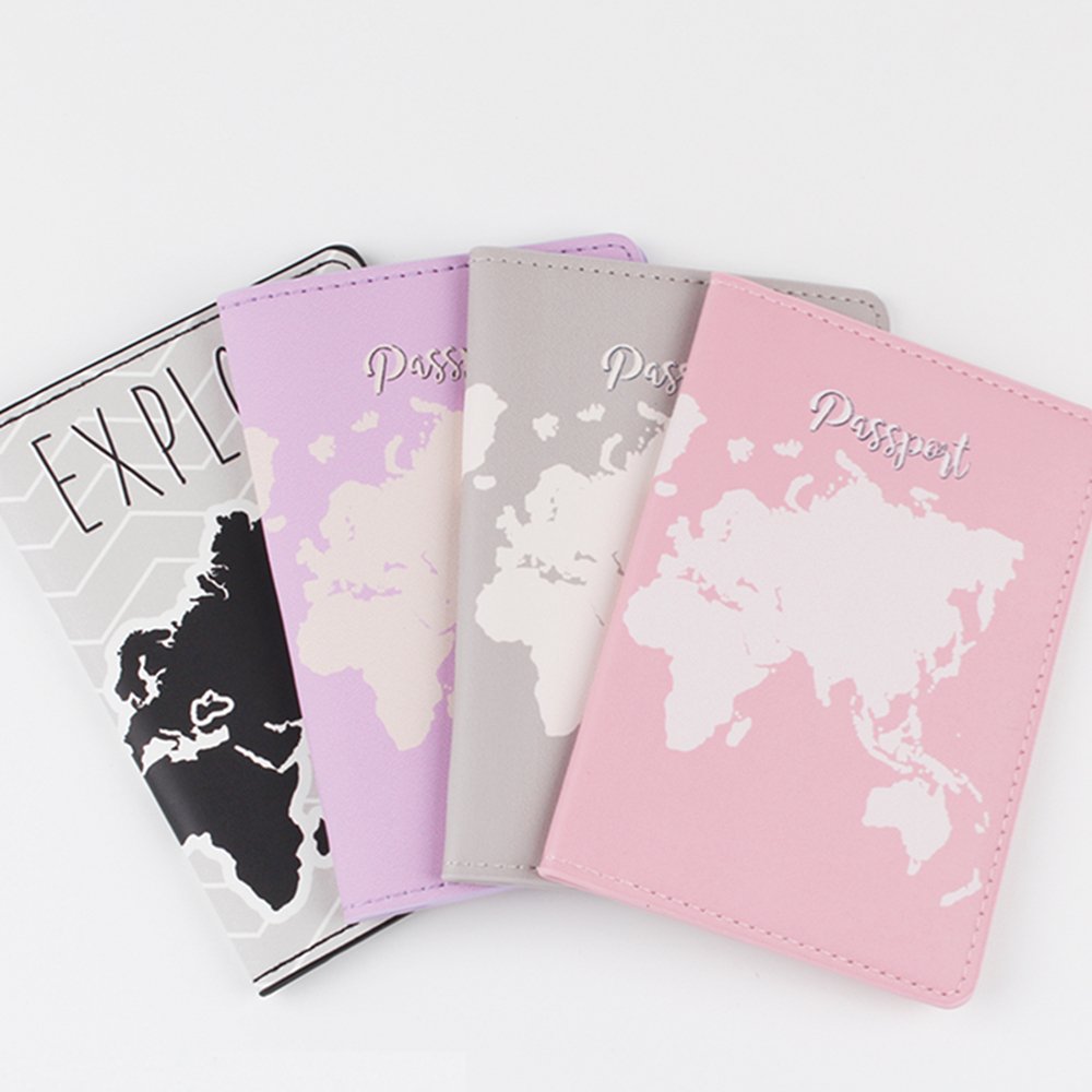 Fashion Anti-Theft Waterproof Polyurethane Passport Bag Hot Color New World Map Printed Travel Card Holder