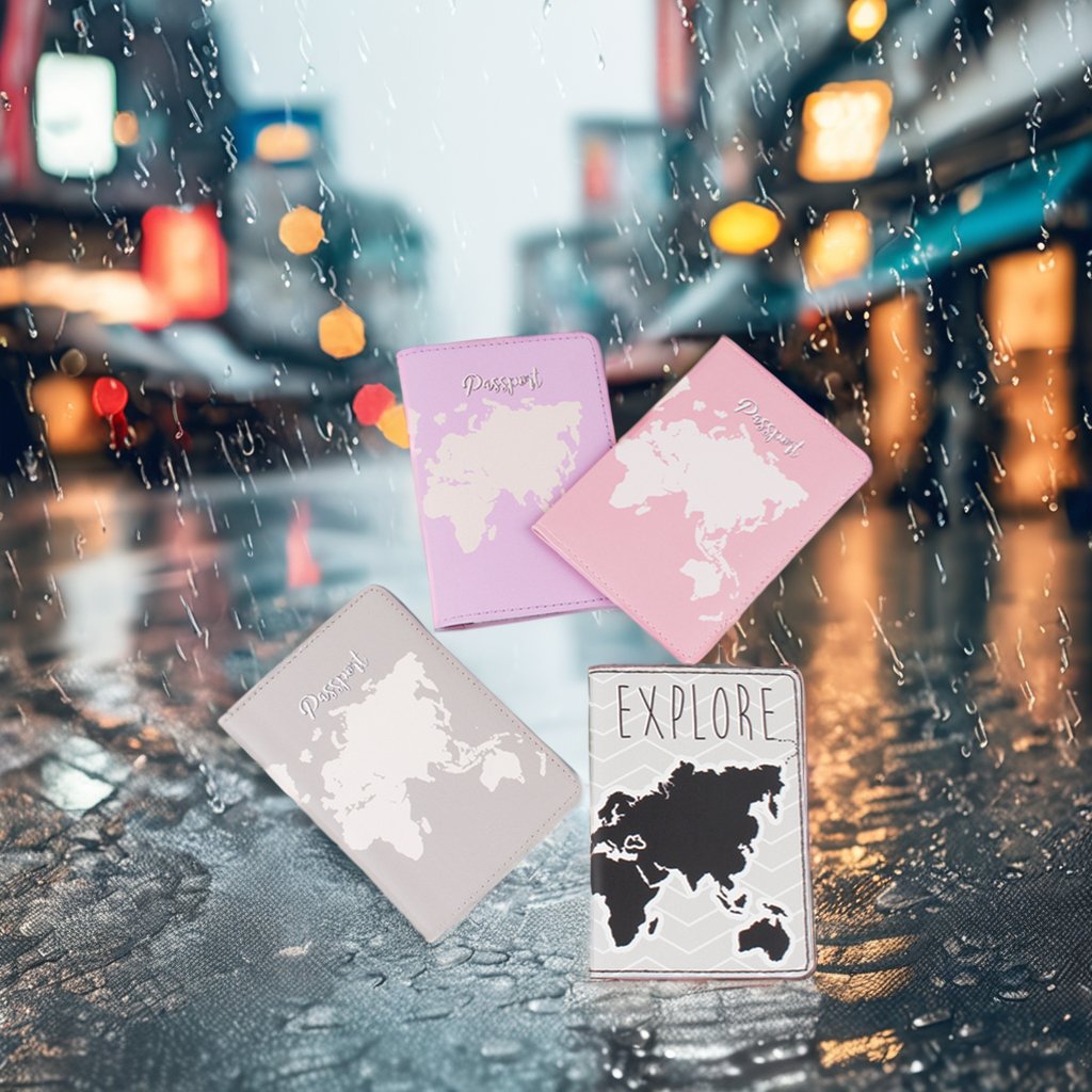Fashion Anti-Theft Waterproof Polyurethane Passport Bag Hot Color New World Map Printed Travel Card Holder