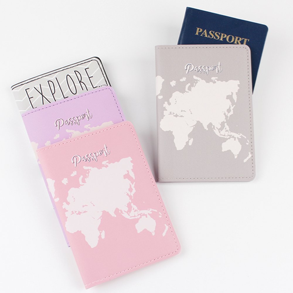 Fashion Anti-Theft Waterproof Polyurethane Passport Bag Hot Color New World Map Printed Travel Card Holder