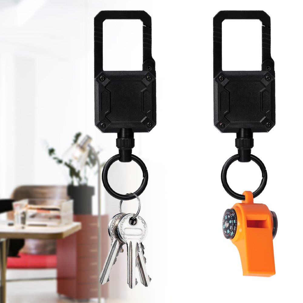 Multifunctional High Stretch Easy To Pull D Hook Stainless Steel Heavy Duty Metal Id Reractable Badge Holder With Carabine Reel