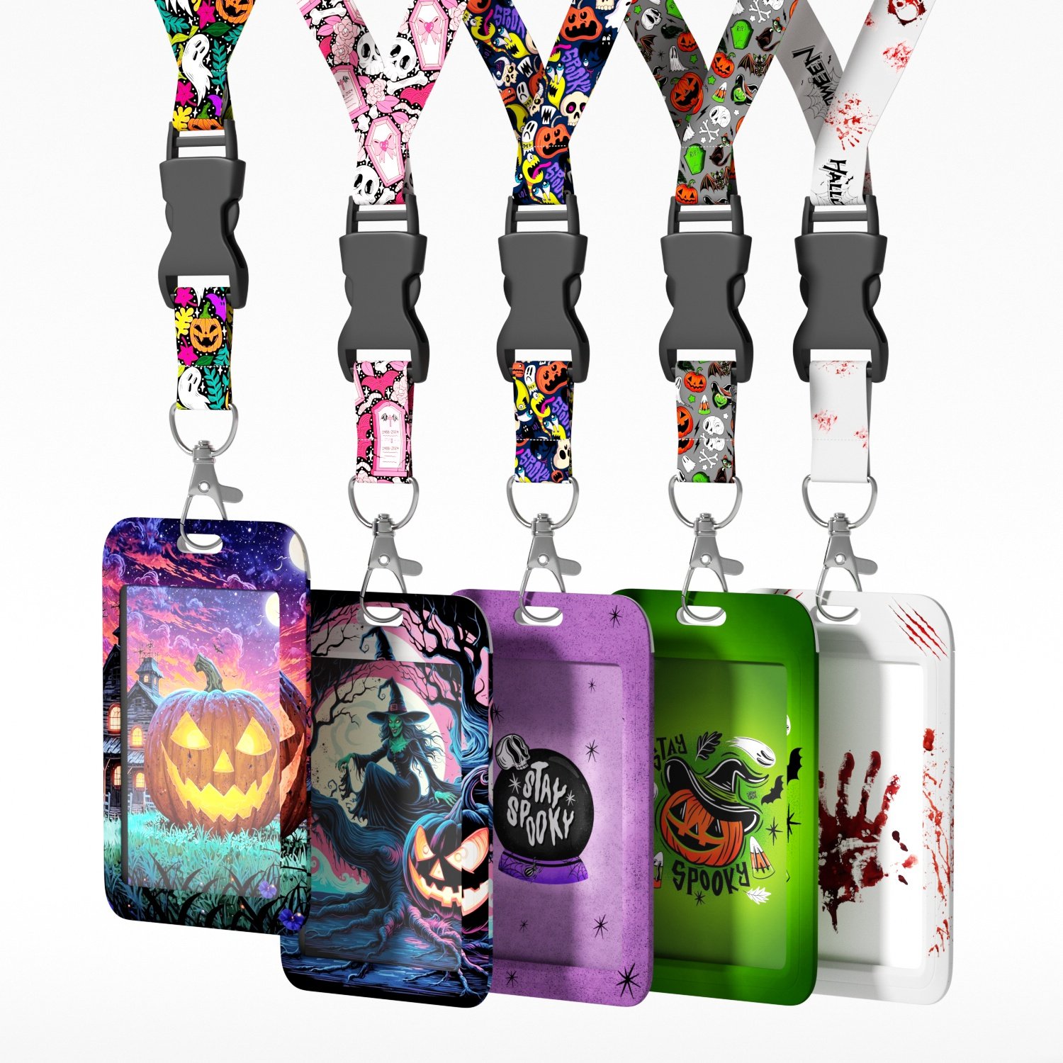 Festival Items id card holder with lanyard dye sublimation halloween party small gifts uv card holder badge breakaway lanyards