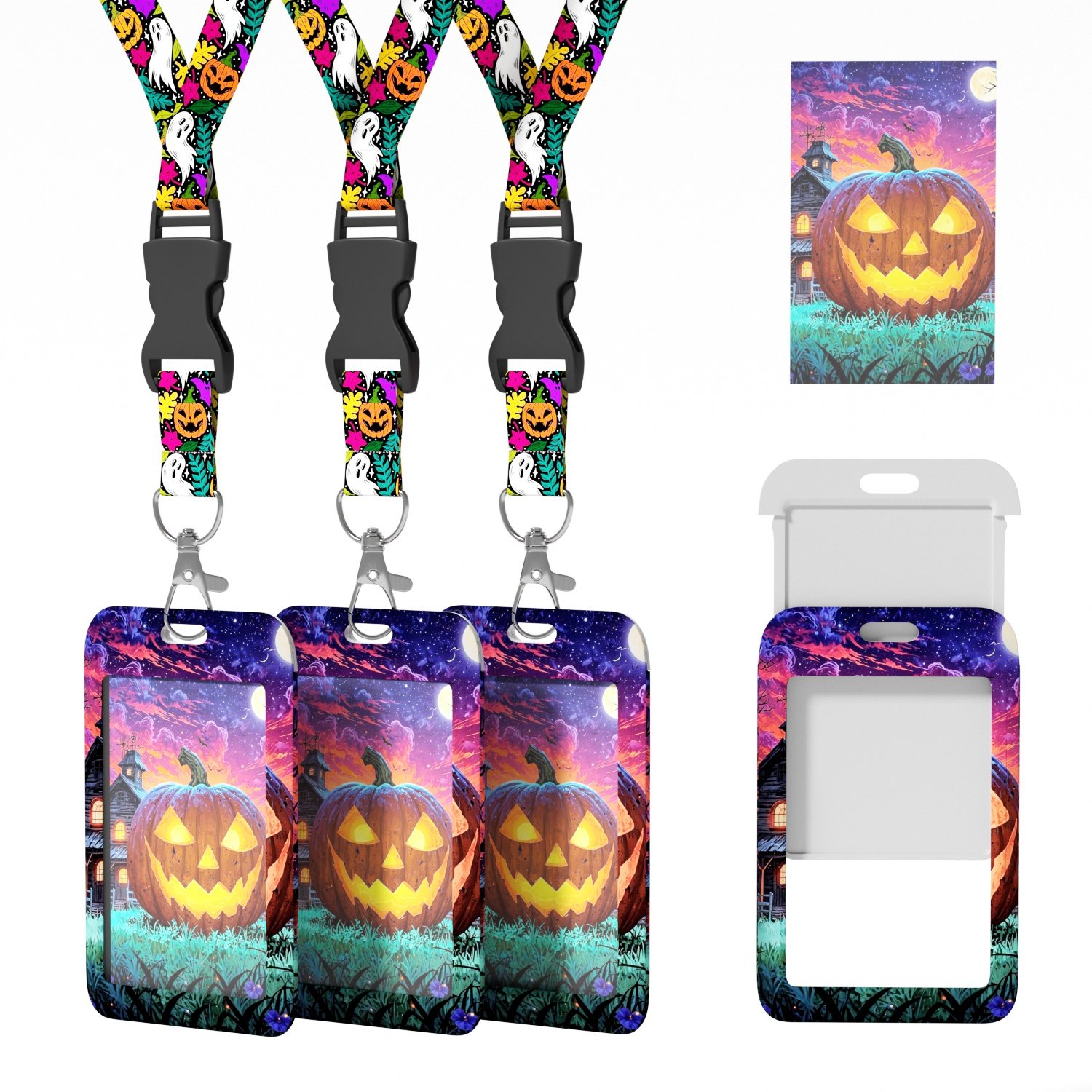 Festival Items id card holder with lanyard dye sublimation halloween party small gifts uv card holder badge breakaway lanyards