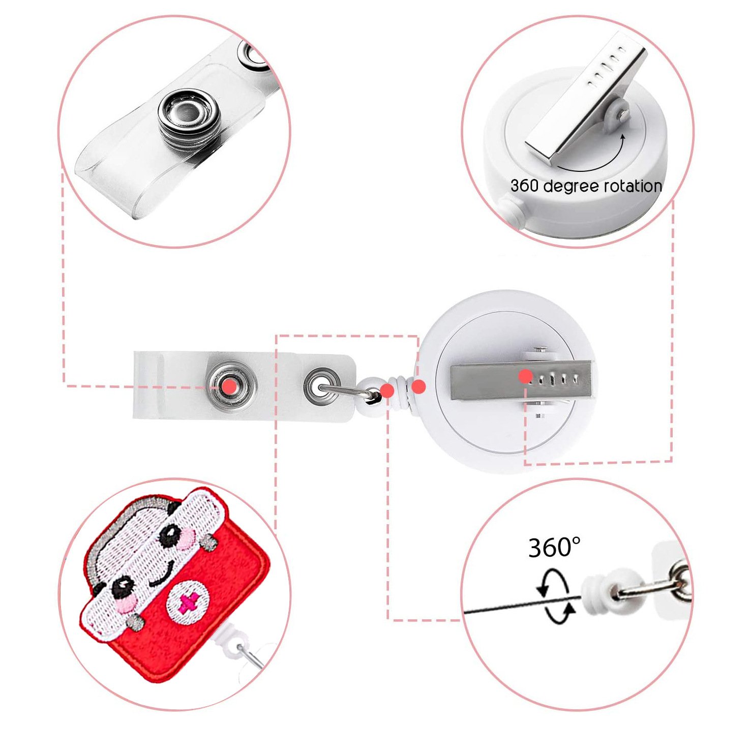 Hot Sale Custom Retractable Heavy Duty ID Card Holder Nurse Badge Reel