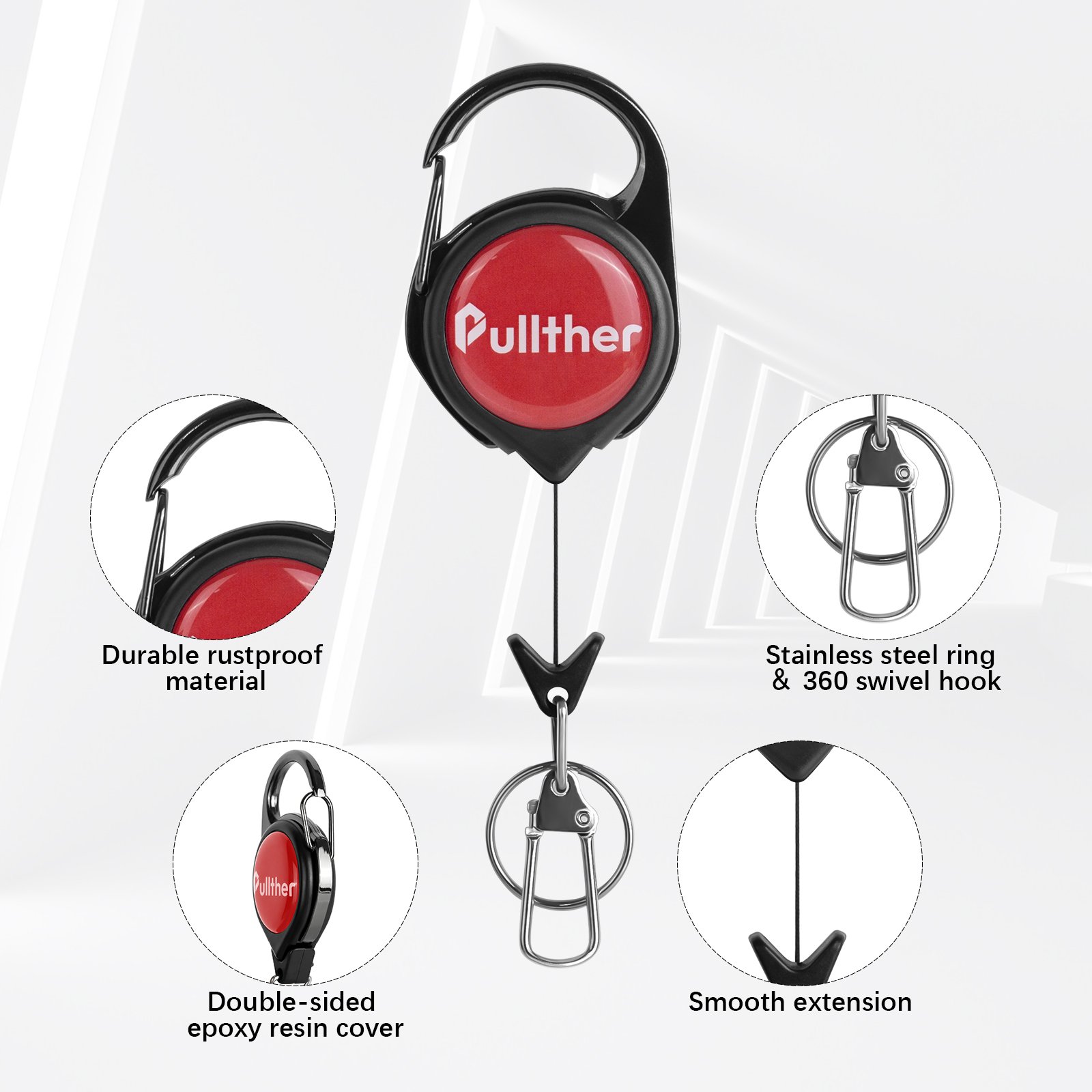 Pullther wholesale scroll circular retractable badge holder Nurse ID card clip accessories Holder badge