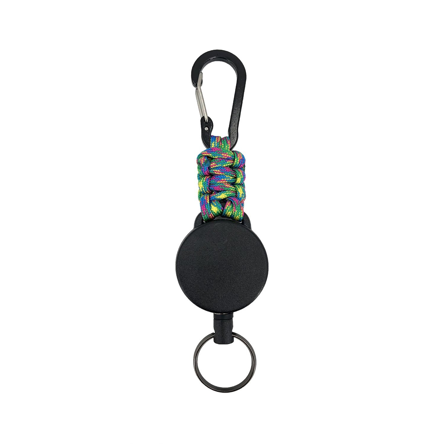 Retractable telescopic badge holder key ring carabiner keychain paracord rope keychain