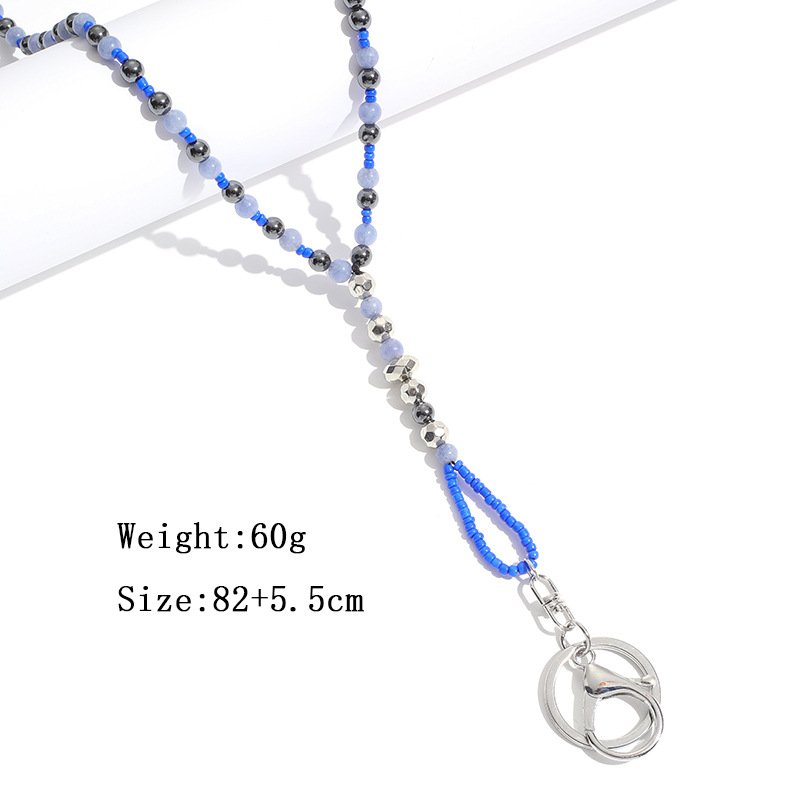 The Most Popular Natural Stone Necklace Lanyard Neck Phone Key Work Card Easy Pull Buckle Tether Necklace