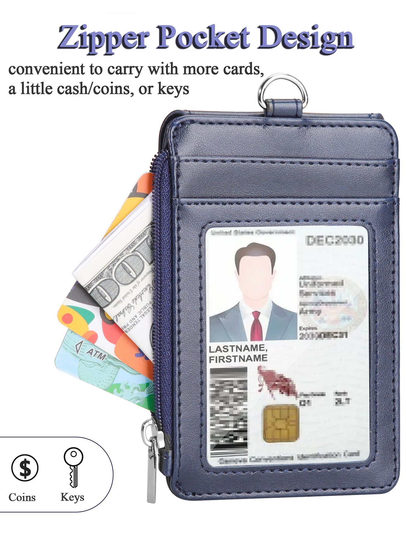 Custom Good PU Leather badge holder Name ID Card Holder Vertical Horizontal with lanyard for Women &men Teachers/Students