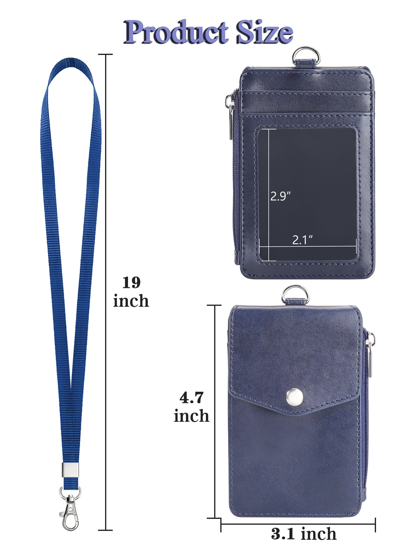 Custom Good PU Leather badge holder Name ID Card Holder Vertical Horizontal with lanyard for Women &men Teachers/Students