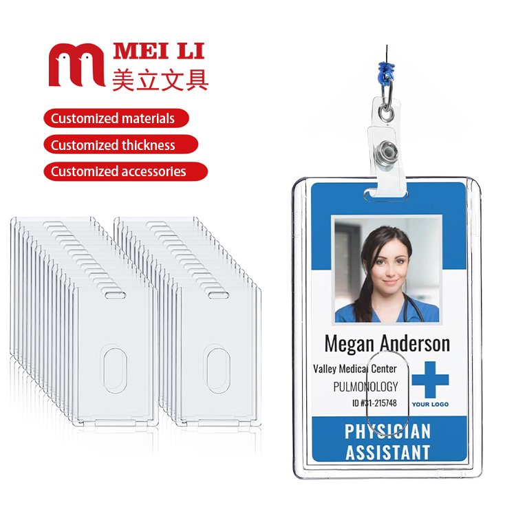 Acrylic Card Holders Vertical Id Card Protector Work Id Holder Badge For Hospitals