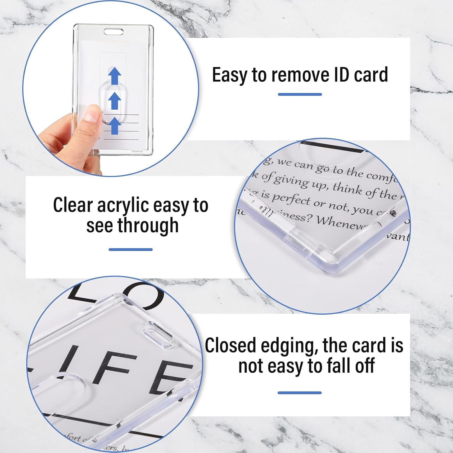 Acrylic Card Holders Vertical Id Card Protector Work Id Holder Badge For Hospitals