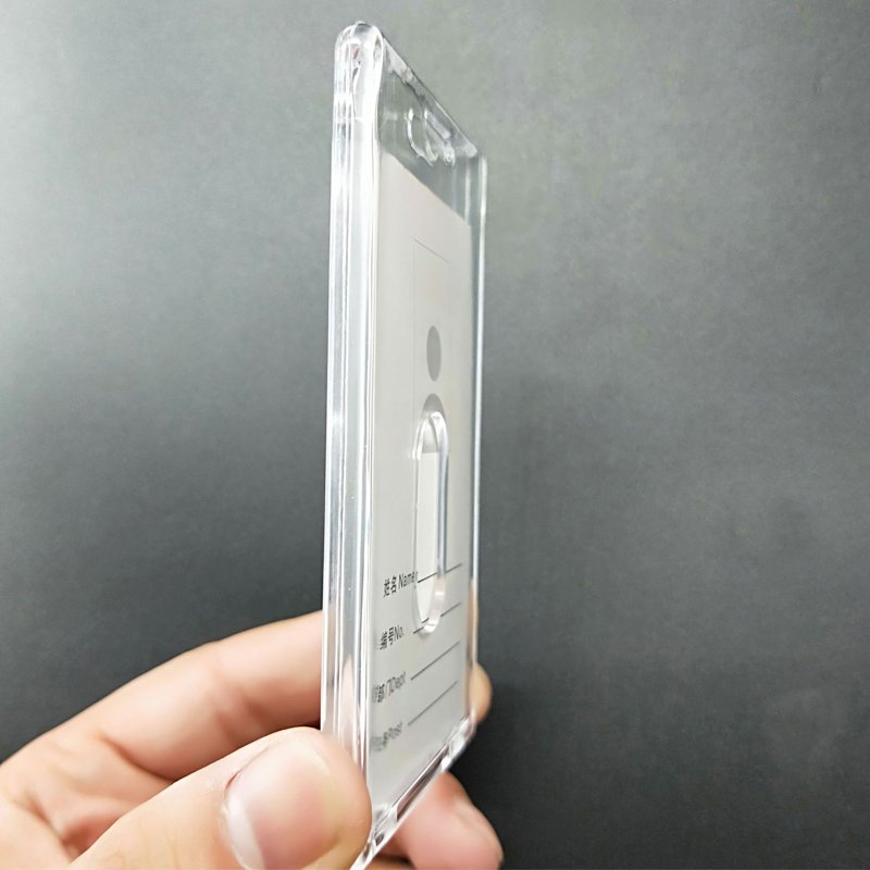 Heavy duty vertical Acrylic ID cardholder, hard plastic clear ID badge holder for Student Employee