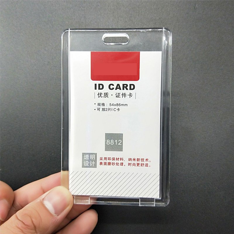Heavy duty vertical Acrylic ID cardholder, hard plastic clear ID badge holder for Student Employee