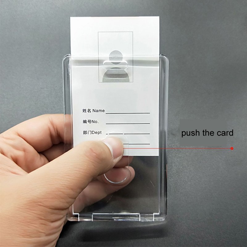 Heavy duty vertical Acrylic ID cardholder, hard plastic clear ID badge holder for Student Employee