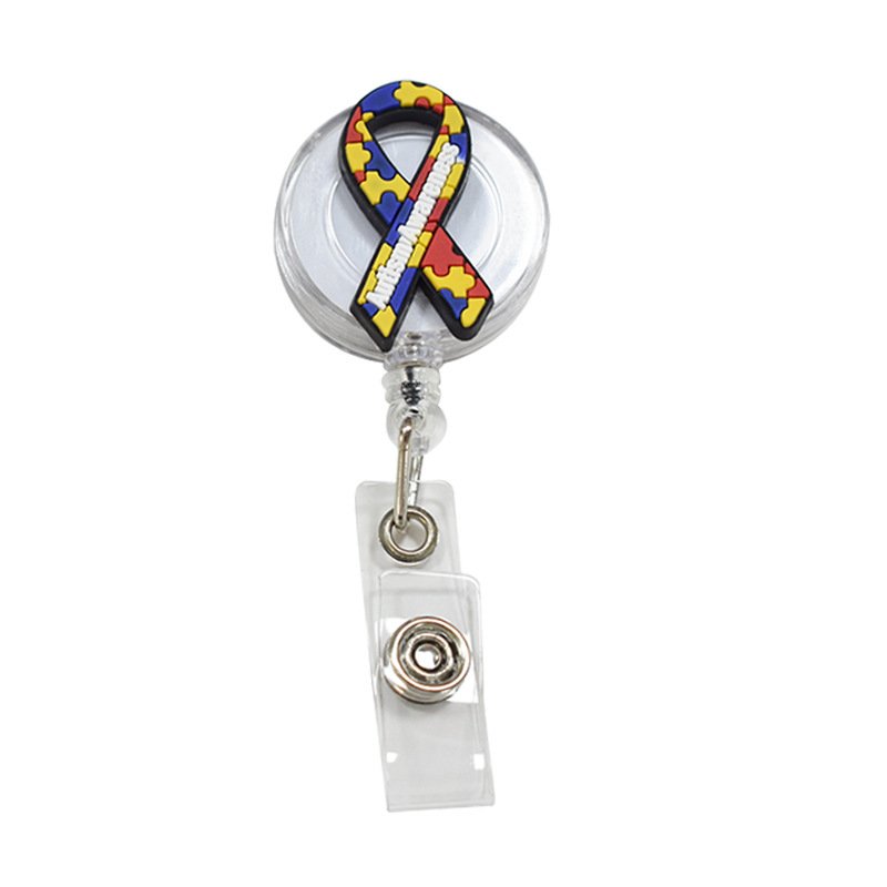 Custom decorative badge reel Retractable Badge Reel plastic epoxy printed Retractable with Alligator Clip