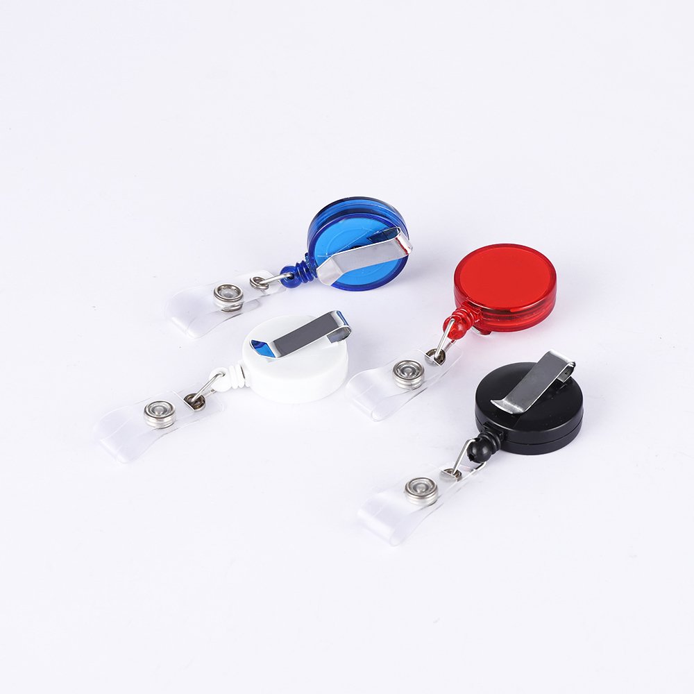 Best Selling Promotion Plastic Retractable Badge Holder Round Shape Badge Reels with Custom Logo