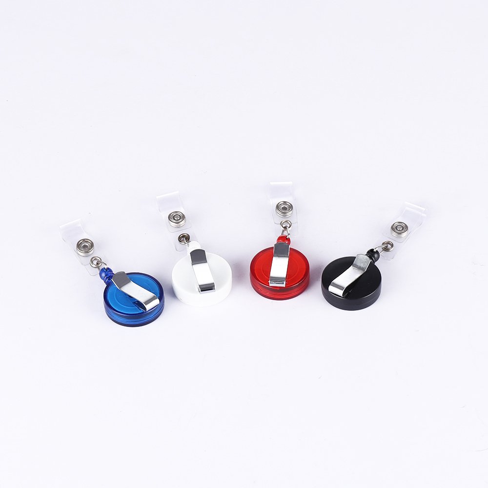 Best Selling Promotion Plastic Retractable Badge Holder Round Shape Badge Reels with Custom Logo