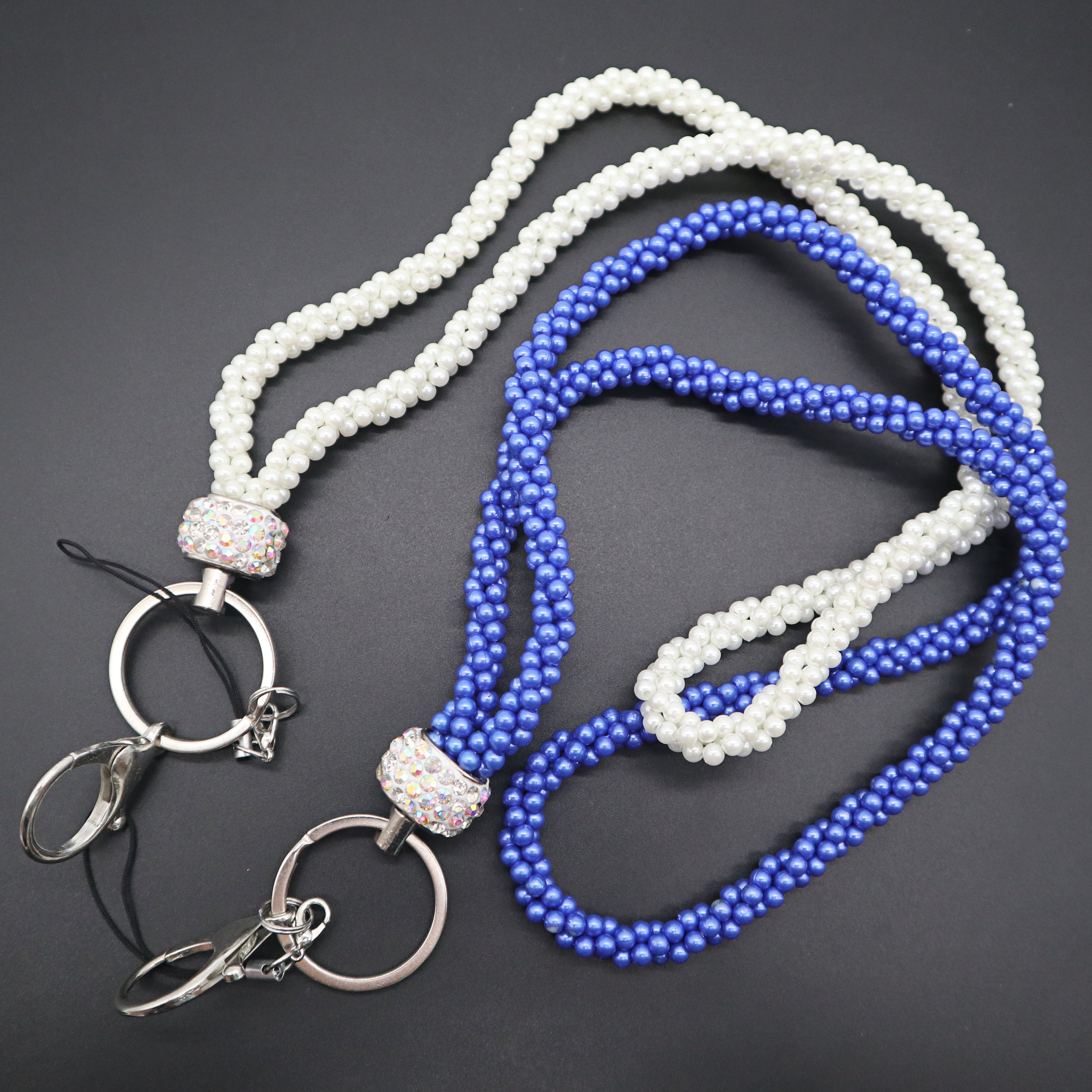 New Arrival Sorority White Pearl Lanyard Keychain for Mobile Phone Gifts Fashion Accessories