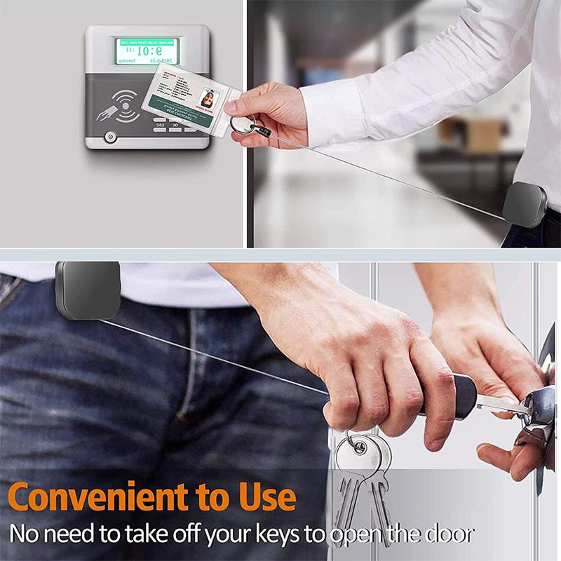 Customized Square Metal Retractable Pull Key Ring Lost ID Card Badge Holder Badge Reel Retractable Badge Reel keychain