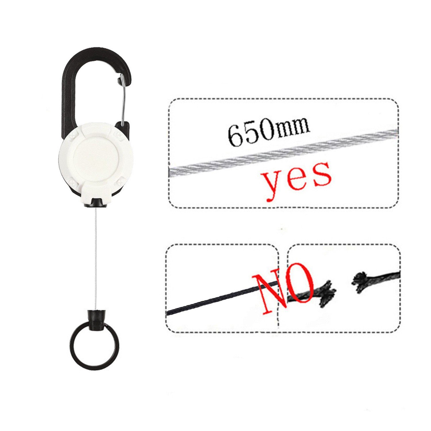 Hot Sale ABS Carabiner For Bags Outdoors Stretchable Stainless Steel Badge Holders Classic Colors Can Custom Logo