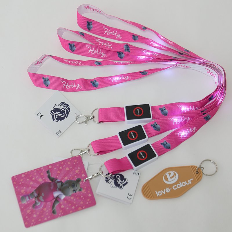 LED lanyard Light-up custom flashing promotional LED badge holder rechargeable lanyard for events