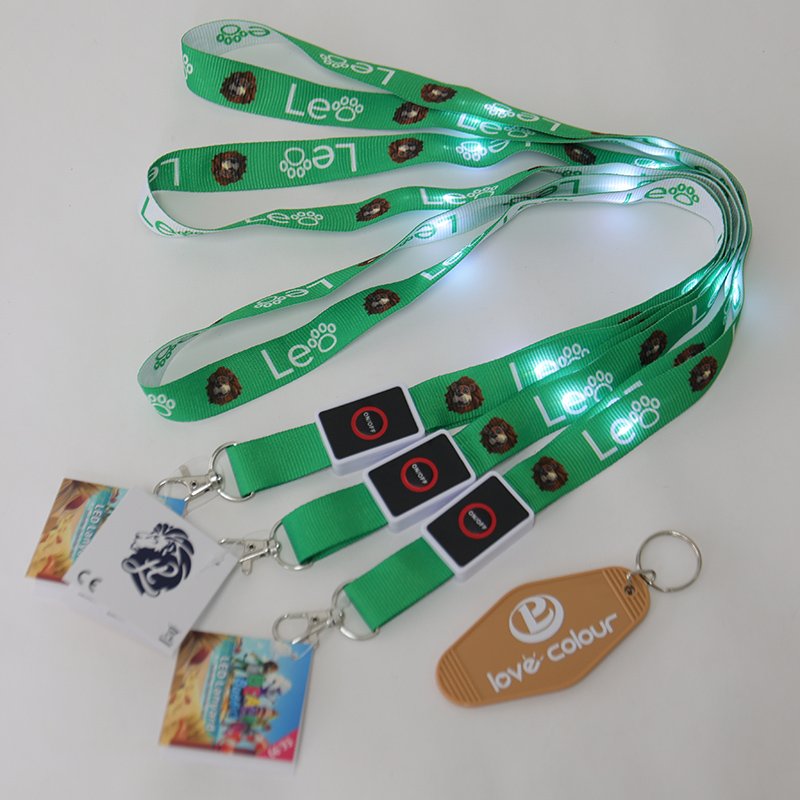 LED lanyard Light-up custom flashing promotional LED badge holder rechargeable lanyard for events