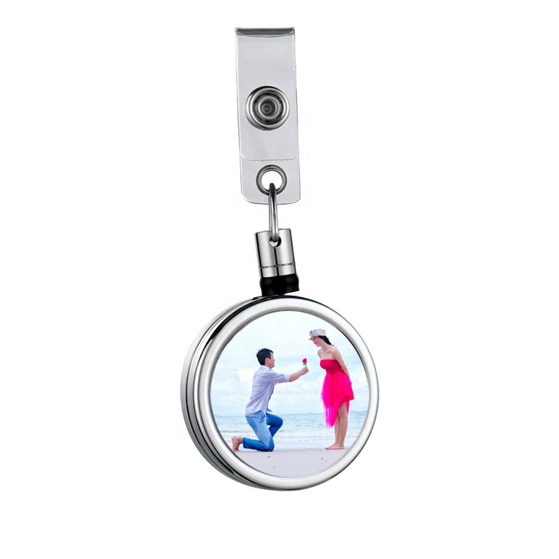 Promotional Customized Logo Printed Retractable ID Badge Holder Sublimation Blank Badge Reel