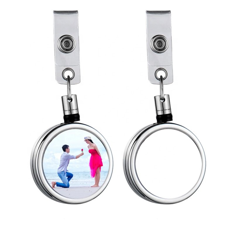 Promotional Customized Logo Printed Retractable ID Badge Holder Sublimation Blank Badge Reel