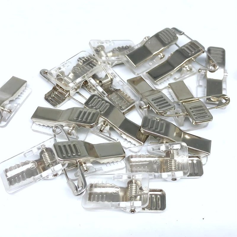 Factory Price Custom Plastic Badge Clip With Pins For Id Card Holder Self Adhesive Alligator Clip