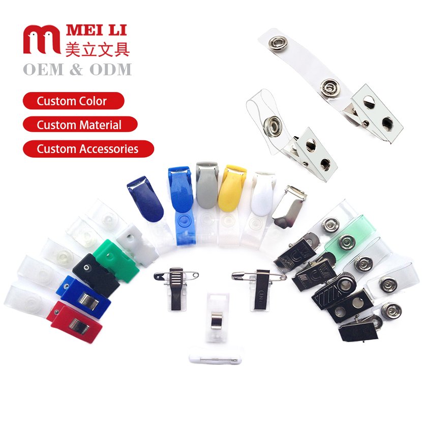Factory Price Custom Plastic Badge Clip With Pins For Id Card Holder Self Adhesive Alligator Clip