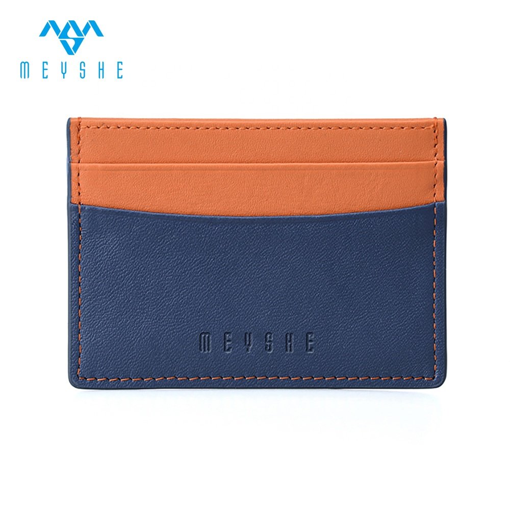 Wholesale Luxury Slim Credit Card Holder Custom Logo Soft Genuine Leather with RFID Blocking Factory Price