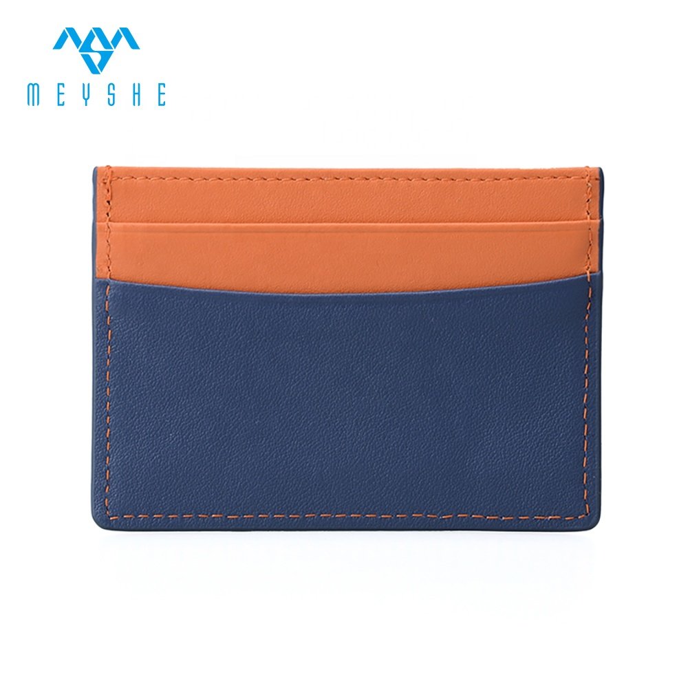 Wholesale Luxury Slim Credit Card Holder Custom Logo Soft Genuine Leather with RFID Blocking Factory Price