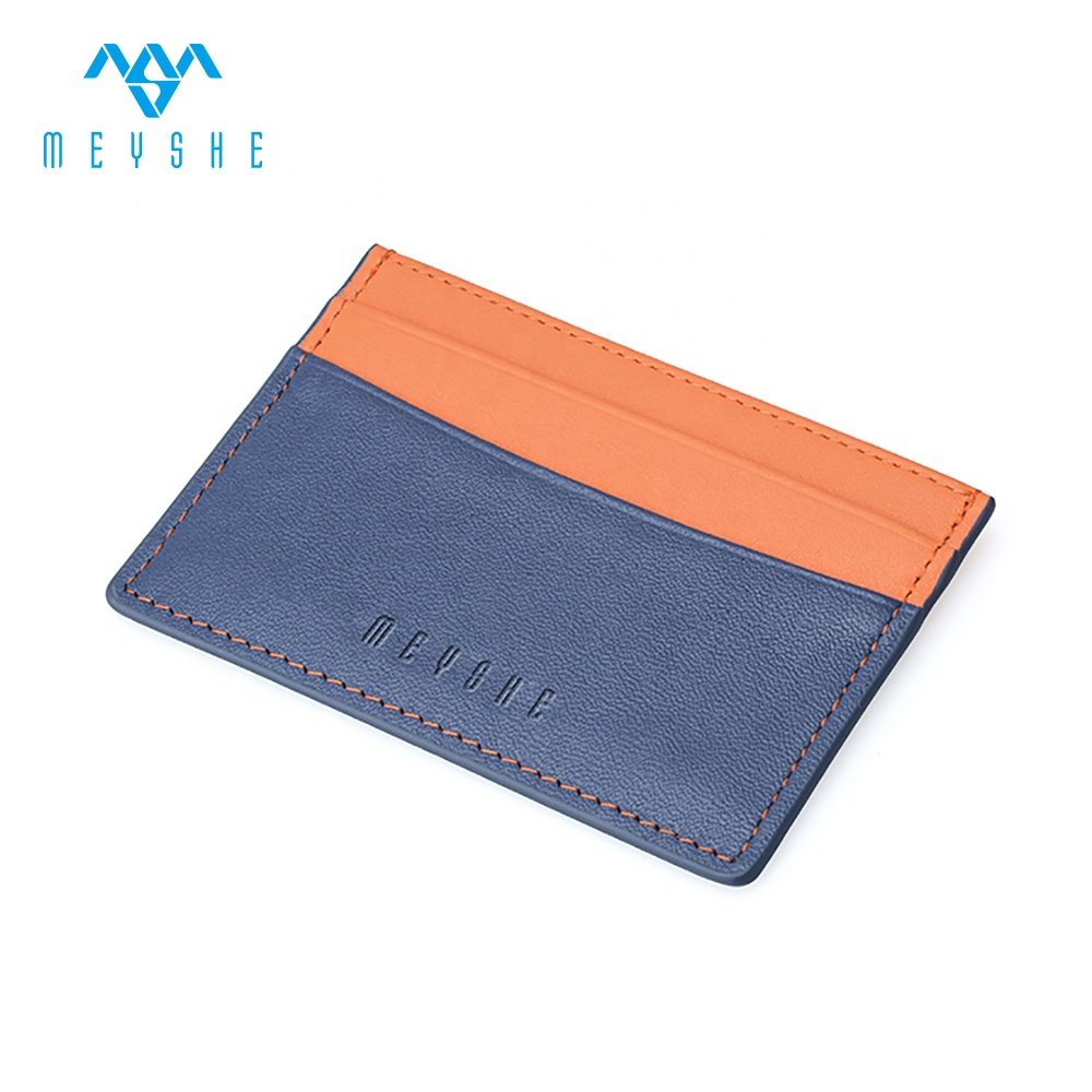 Wholesale Luxury Slim Credit Card Holder Custom Logo Soft Genuine Leather with RFID Blocking Factory Price