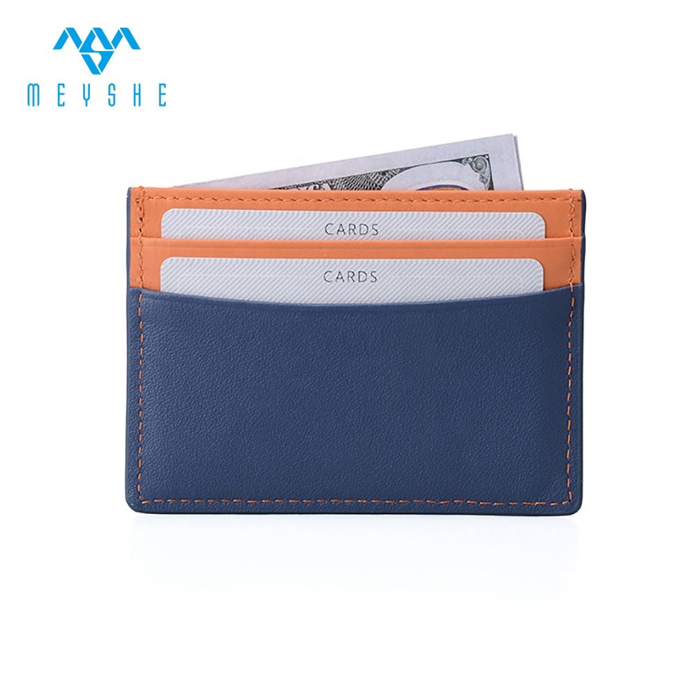 Wholesale Luxury Slim Credit Card Holder Custom Logo Soft Genuine Leather with RFID Blocking Factory Price