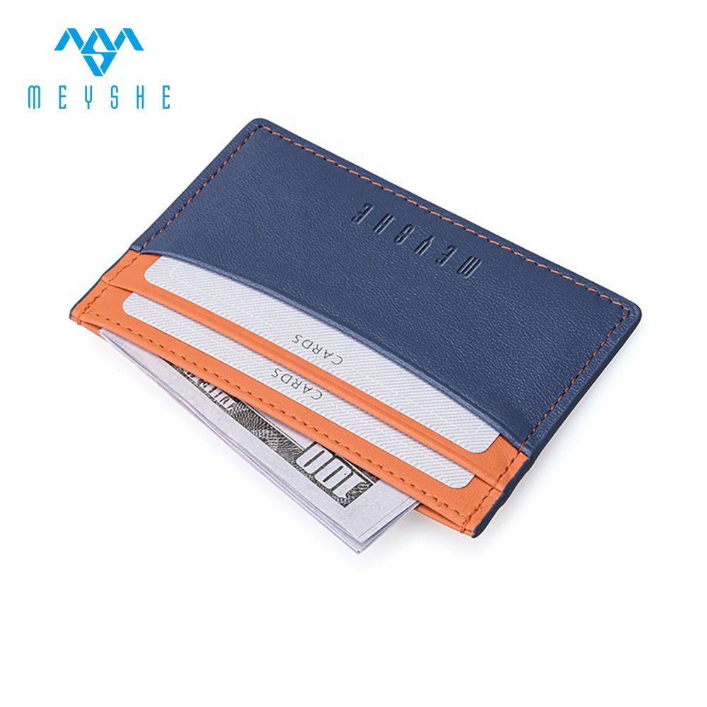 Wholesale Luxury Slim Credit Card Holder Custom Logo Soft Genuine Leather with RFID Blocking Factory Price