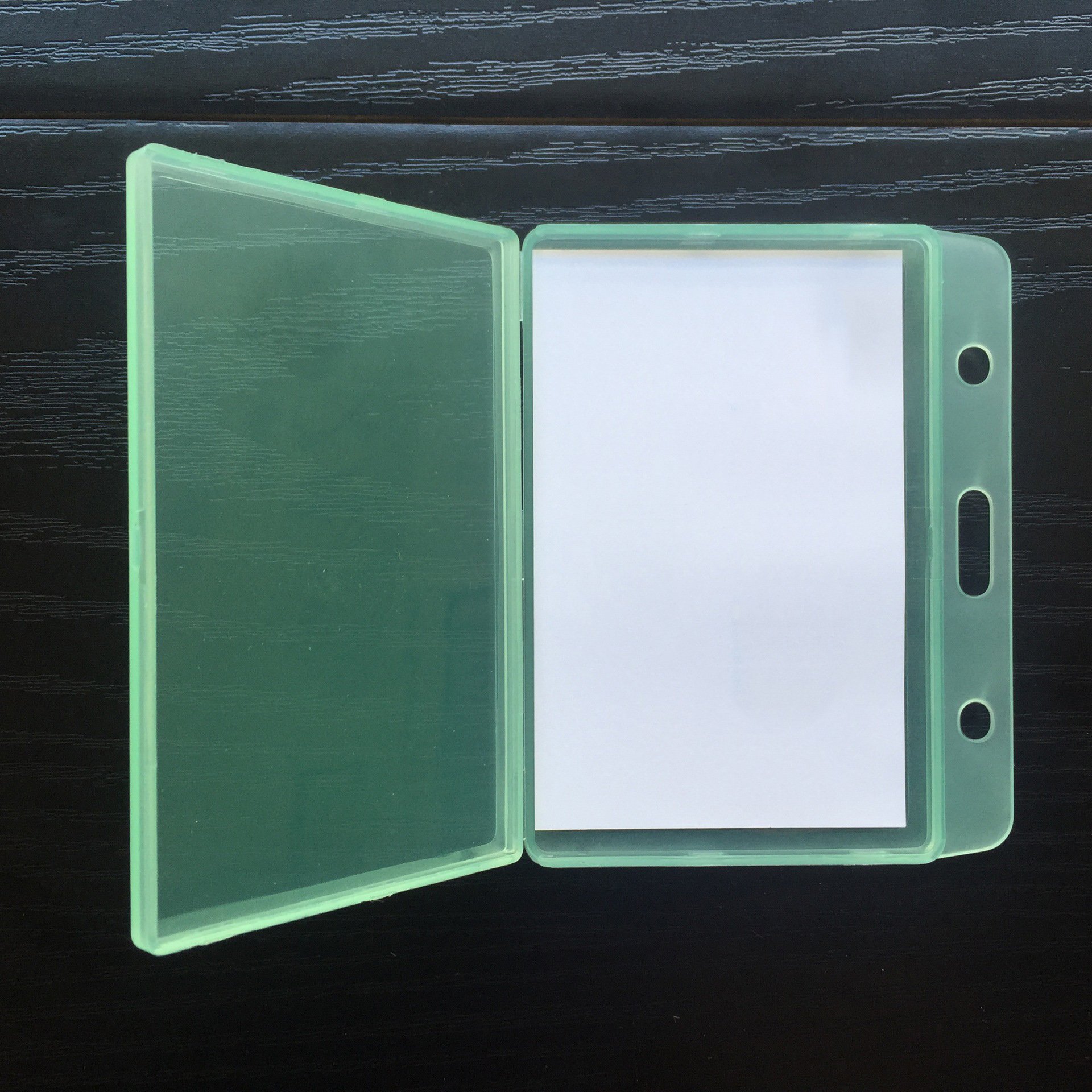 customized vertical frosted translucent hard plastic PP slim ID badge certificate card holder set with same color strap lanyard