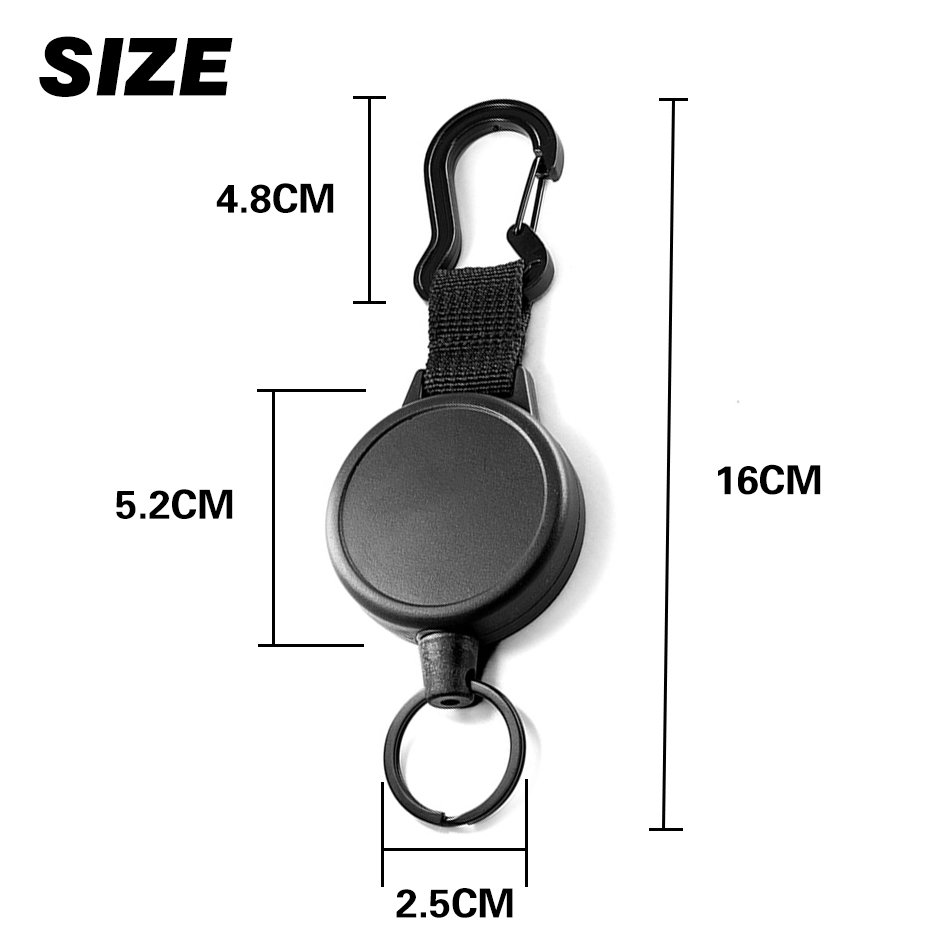 P-085 Custom Logo 5CM Heavy Duty Retractable Badge Reel Holder Climbing Anti loss Tool Holder with Extendable Metal Keychain