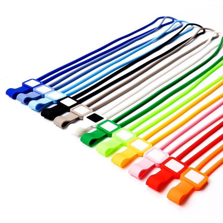 Wholesale Custom Logo Silicone Lanyard with Badge ID Card Holder Neck Rope With Button Lock