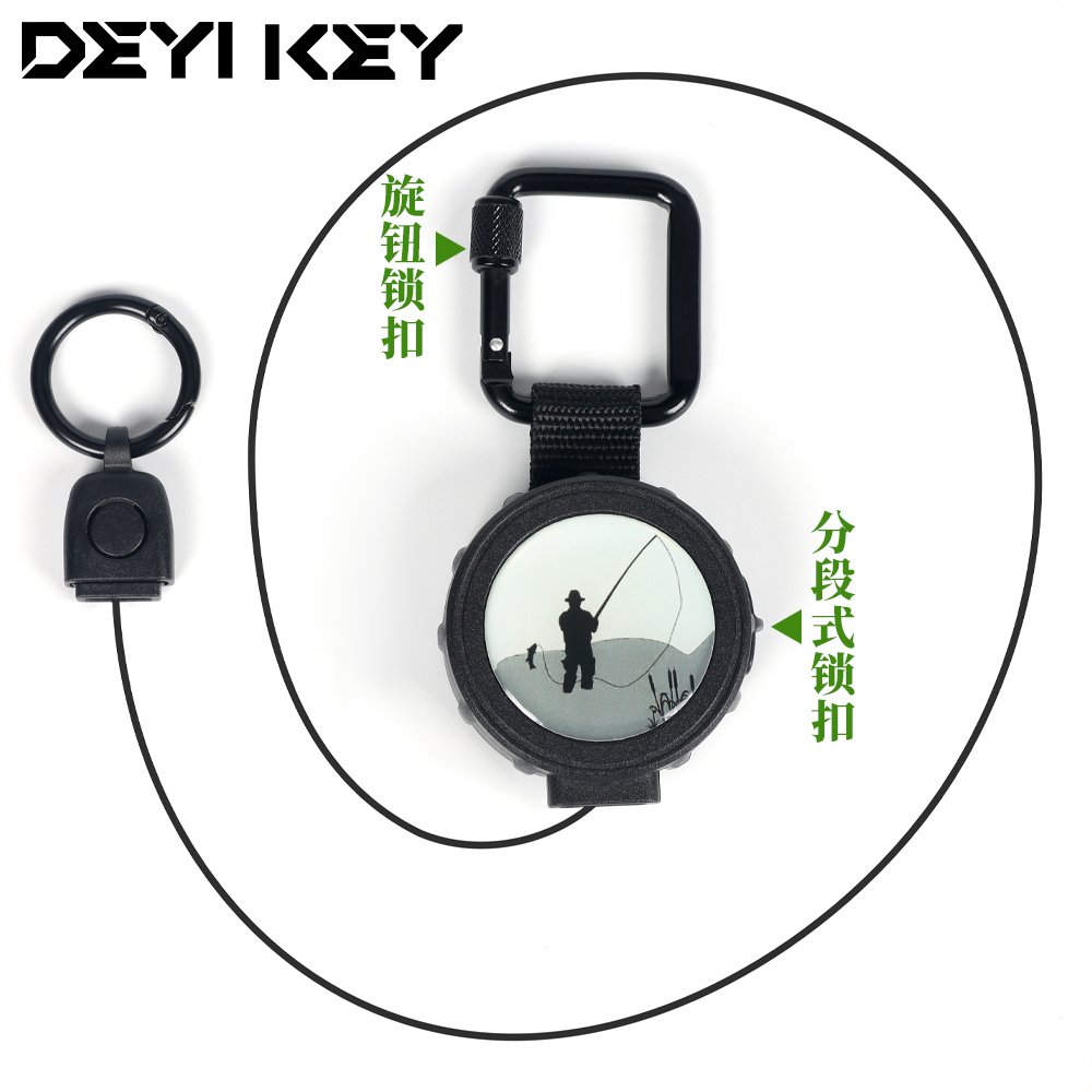 2024 Big Badge Reel Black D Hook reel key ring Retractable Badge Holder With Carabine Reel