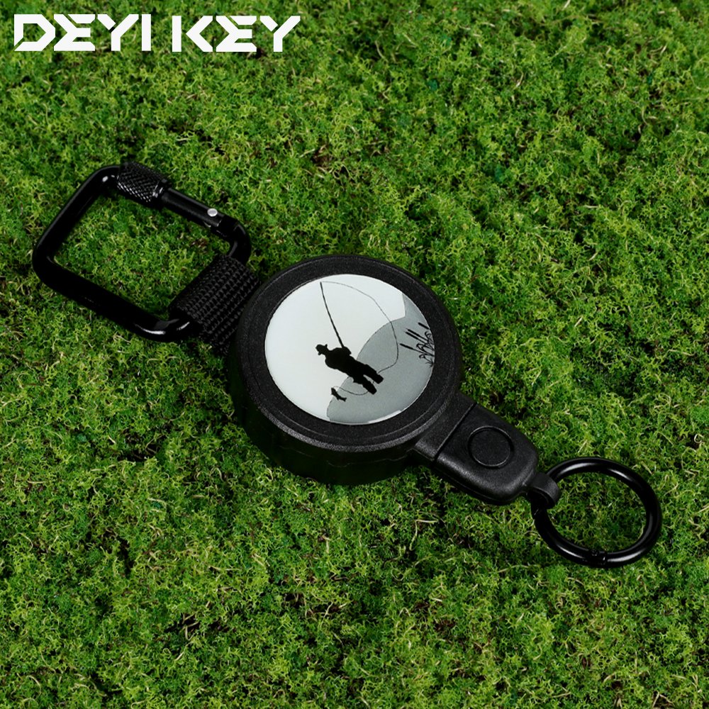 2024 Big Badge Reel Black D Hook reel key ring Retractable Badge Holder With Carabine Reel