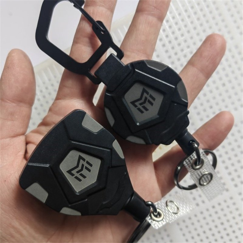 Retractable Key Chains Heavy Duty Alloy Carabiner Badge Holder Tactical Id Steel Cord Heavy Duty Retractable Keychain