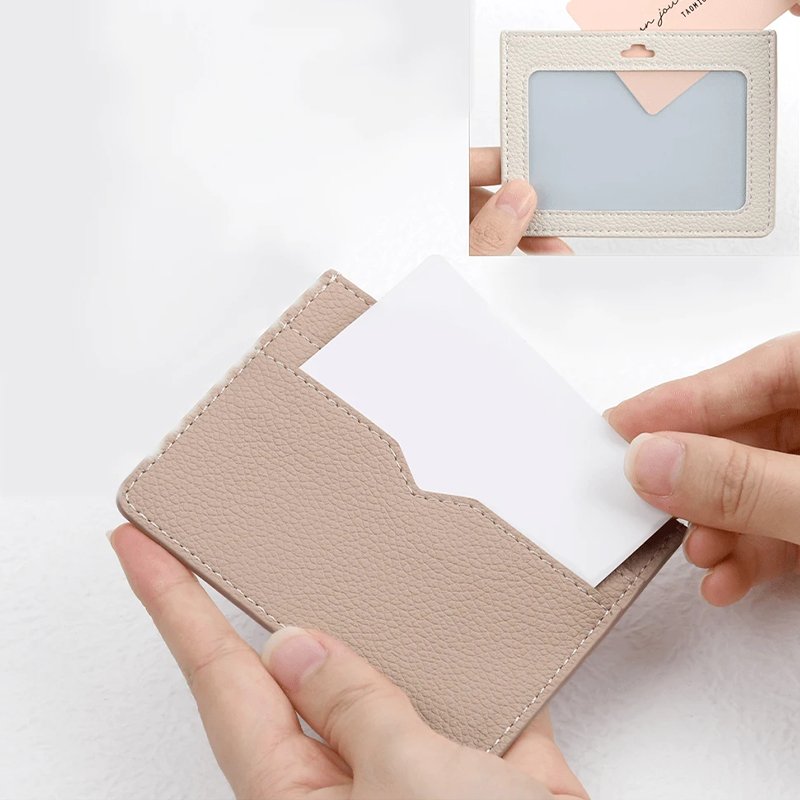 Customized Pebbled Leather Badge Card Holder Lanyard Business ID Card Holder with Detachable Strap