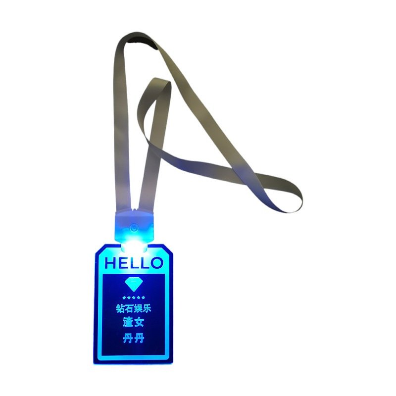 Blank CR2032 White Fabric Lanyards Luminous Fashion Glowing Acrylic Badges Id Card 15 Color Name Tag