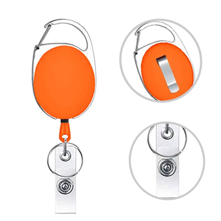 2024 popular Wholesale Retractable nurse Pull Reel Id Badge Holder metal Clip Name Lanyard Tag color Retractable with Keychain