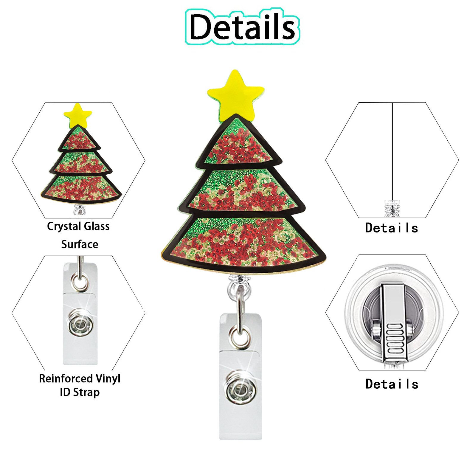 Christmas Acrylic Quicksand Christmas Dog Old Man Christmas Tree Rotating Gift Retractable Badge Scroll Holder