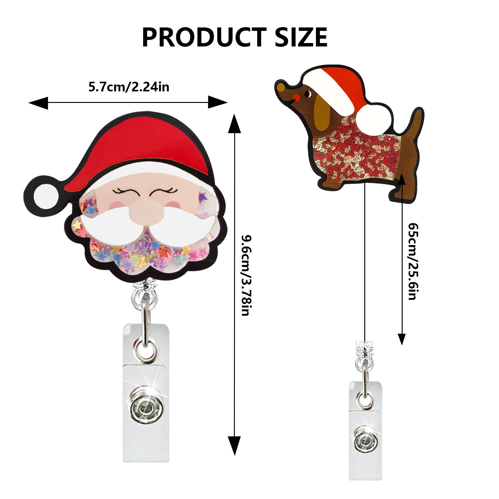 Christmas Acrylic Quicksand Christmas Dog Old Man Christmas Tree Rotating Gift Retractable Badge Scroll Holder