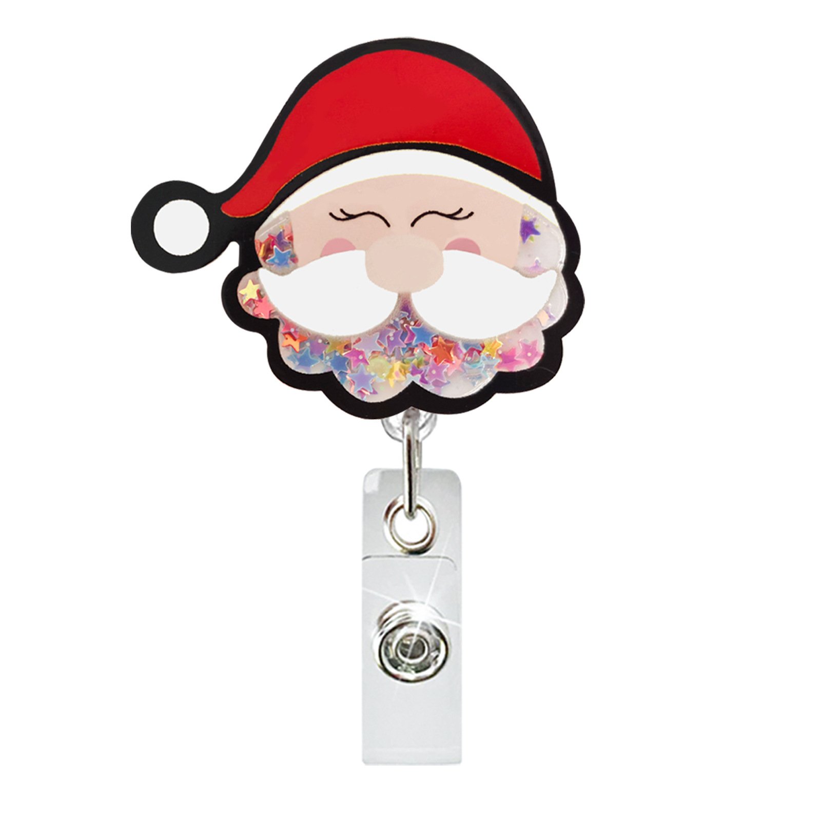 Christmas Acrylic Quicksand Christmas Dog Old Man Christmas Tree Rotating Gift Retractable Badge Scroll Holder