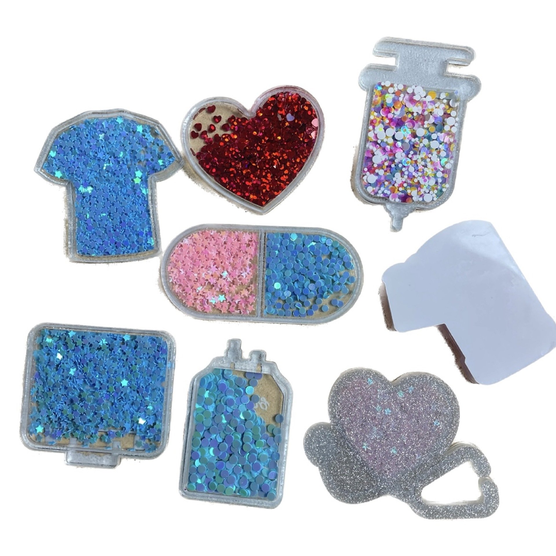 Cartoon Medical Clothing Shaker Acrylic Accessories Retractable Nurse Glitter Sparkle Badge Reel Nursing Decoration